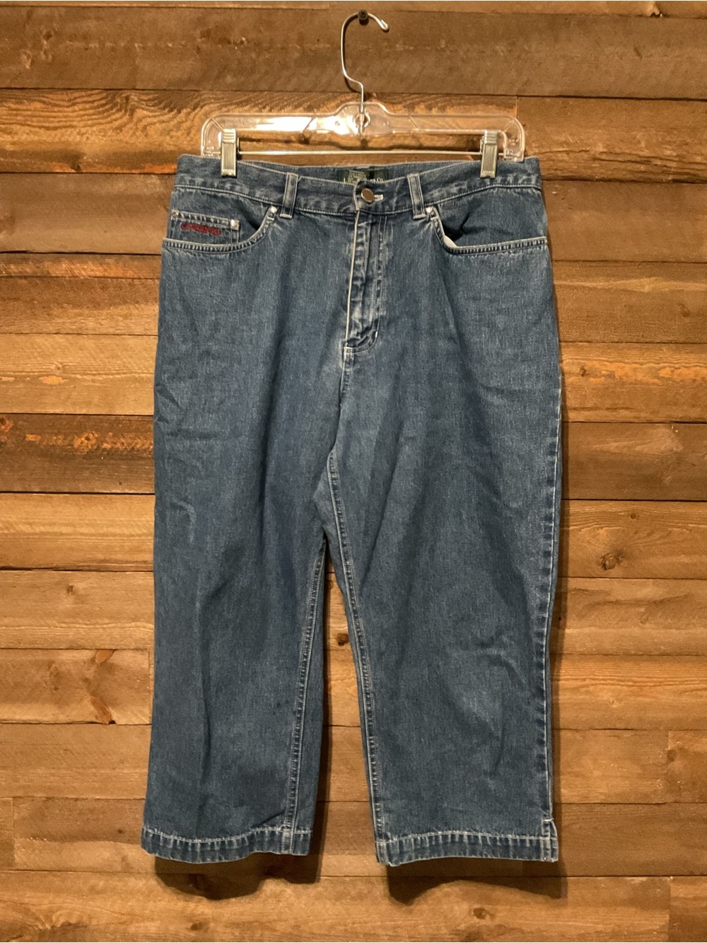 Ralph Lauren Womens Jean Capris Size 12 Petite Embroidered  Logo In Red
